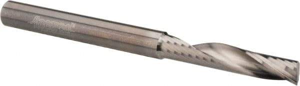 Accupro - 1/4" Cutting Diam x 1-1/4" Length of Cut, 1 Flute, Upcut Spiral Router Bit - Uncoated, Right Hand Cut, Solid Carbide, 3" OAL x 1/4" Shank Diam, Single Edge, 22° Helix Angle - Exact Tool & Supply