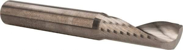 Accupro - 3/8" Cutting Diam x 1-1/8" Length of Cut, 1 Flute, Upcut Spiral Router Bit - Uncoated, Right Hand Cut, Solid Carbide, 3" OAL x 3/8" Shank Diam, Single Edge, 22° Helix Angle - Exact Tool & Supply
