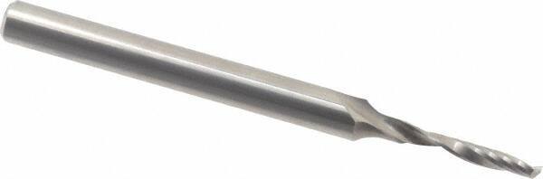 Accupro - 3mm Cutting Diam x 18mm Length of Cut, 1 Flute, Upcut Spiral Router Bit - Uncoated, Right Hand Cut, Solid Carbide, 75mm OAL x 6mm Shank Diam, Single Edge, 21° Helix Angle - Exact Tool & Supply