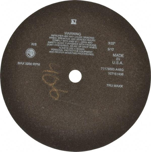 Tru-Maxx - 12" 46 Grit Aluminum Oxide Cutoff Wheel - 3/32" Thick, 1" Arbor, 3,024 Max RPM, Use with Stationary Tools - Exact Tool & Supply