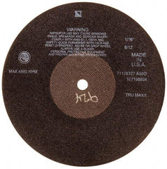Tru-Maxx - 10" 60 Grit Aluminum Oxide Cutoff Wheel - 1/16" Thick, 5/8" Arbor, 3,629 Max RPM, Use with Stationary Tools - Exact Tool & Supply