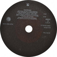 Tru-Maxx - 10" 60 Grit Aluminum Oxide Cutoff Wheel - 1/16" Thick, 1-1/4" Arbor, 3,629 Max RPM, Use with Stationary Tools - Exact Tool & Supply