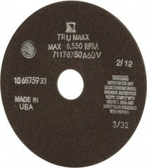 Tru-Maxx - 7" 60 Grit Aluminum Oxide Cutoff Wheel - 3/32" Thick, 1-1/4" Arbor, 5,184 Max RPM, Use with Stationary Tools - Exact Tool & Supply