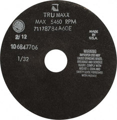 Tru-Maxx - 7" 60 Grit Aluminum Oxide Cutoff Wheel - 1/32" Thick, 1-1/4" Arbor, 5,184 Max RPM, Use with Stationary Tools - Exact Tool & Supply