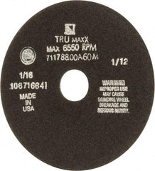 Tru-Maxx - 7" 60 Grit Aluminum Oxide Cutoff Wheel - 1/16" Thick, 1-1/4" Arbor, 5,184 Max RPM, Use with Stationary Tools - Exact Tool & Supply