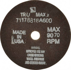 Tru-Maxx - 4" 60 Grit Aluminum Oxide Cutoff Wheel - 1/16" Thick, 1/2" Arbor, 9,072 Max RPM, Use with Stationary Tools - Exact Tool & Supply