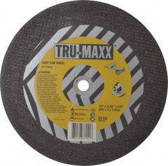 Tru-Maxx - 10" 36 Grit Aluminum Oxide Cutoff Wheel - 3/32" Thick, 5/8" Arbor, 6,112 Max RPM, Use with Stationary Tools - Exact Tool & Supply