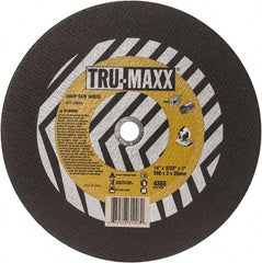 Tru-Maxx - 14" 36 Grit Aluminum Oxide Cutoff Wheel - 3/32" Thick, 1" Arbor, 4,365 Max RPM, Use with Chop Saws - Exact Tool & Supply