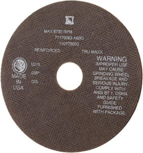Tru-Maxx - 7" 60 Grit Aluminum Oxide Cutoff Wheel - 0.035" Thick, 1-1/4" Arbor, 8,731 Max RPM, Use with Stationary Tools - Exact Tool & Supply