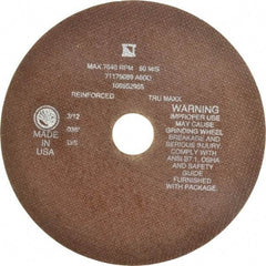 Tru-Maxx - 8" 60 Grit Aluminum Oxide Cutoff Wheel - 0.035" Thick, 1-1/4" Arbor, 7,639 Max RPM, Use with Stationary Tools - Exact Tool & Supply