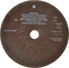 Tru-Maxx - 10" 46 Grit Aluminum Oxide Cutoff Wheel - 0.06" Thick, 1-1/4" Arbor, 6,112 Max RPM, Use with Stationary Tools - Exact Tool & Supply