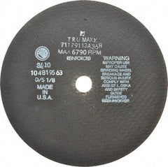 Tru-Maxx - 9" 36 Grit Aluminum Oxide Cutoff Wheel - 1/8" Thick, 7/8" Arbor, 6,791 Max RPM, Use with Angle Grinders - Exact Tool & Supply