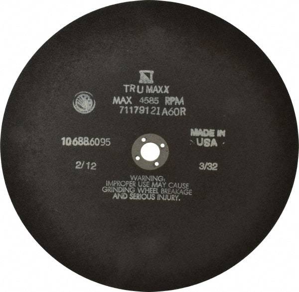 Tru-Maxx - 10" 46 Grit Aluminum Oxide Cutoff Wheel - 3/32" Thick, 5/8" Arbor, 3,629 Max RPM, Use with Stationary Tools - Exact Tool & Supply