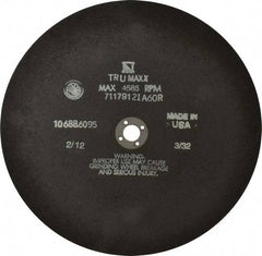 Tru-Maxx - 10" 46 Grit Aluminum Oxide Cutoff Wheel - 3/32" Thick, 5/8" Arbor, 3,629 Max RPM, Use with Stationary Tools - Exact Tool & Supply