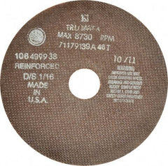 Tru-Maxx - 7" 46 Grit Aluminum Oxide Cutoff Wheel - 1/16" Thick, 1-1/4" Arbor, 6,731 Max RPM, Use with Stationary Tools - Exact Tool & Supply