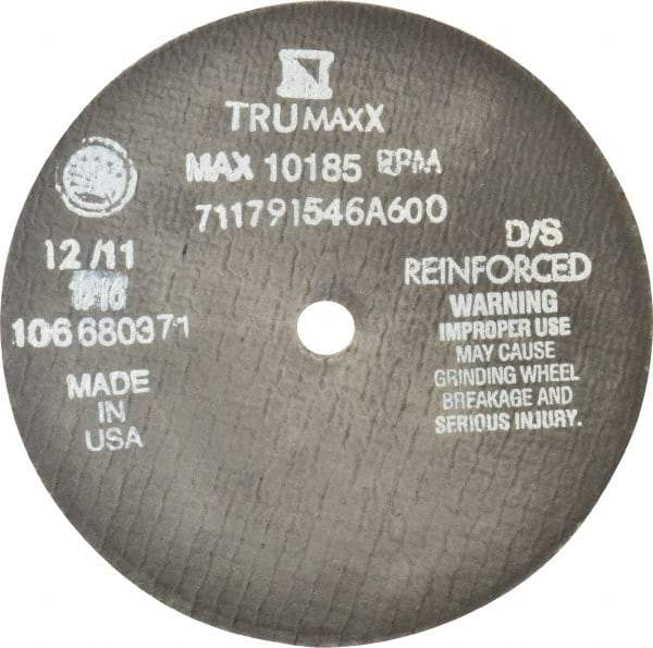 Tru-Maxx - 6" 60 Grit Aluminum Oxide Cutoff Wheel - 1/16" Thick, 1/2" Arbor, 10,186 Max RPM, Use with Stationary Tools - Exact Tool & Supply