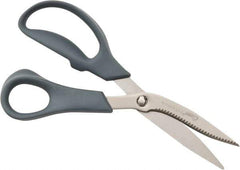 Clauss - 3-1/4" LOC, 8" OAL Titanium Standard Shears - Right Hand, Serrated, Glass Filled Nylon Offset Handle, For General Purpose Use - Exact Tool & Supply