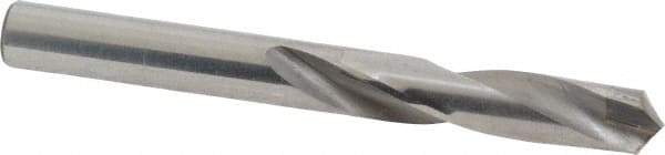 Made in USA - 19/64" 118° Spiral Flute Carbide-Tipped Screw Machine Drill Bit - Bright Finish, Right Hand Cut, 1-5/8" Flute Length, 2-13/16" OAL, Standard Point, Straight Shank - Exact Tool & Supply