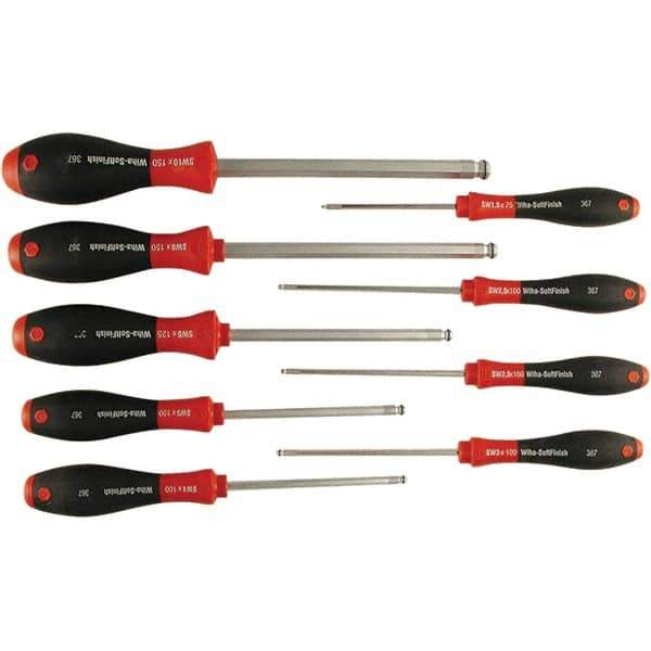 Wiha - 9 Piece Ball Hex Screwdriver Set - Comes in Box - Exact Tool & Supply