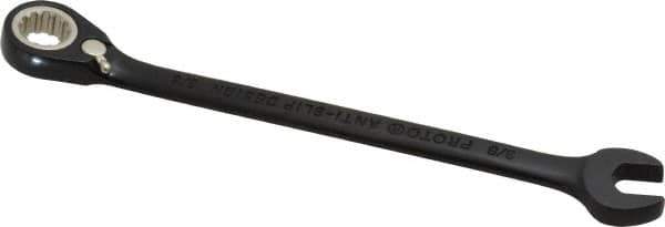 Proto - 3/8" 12 Point Combination Wrench - 15° Head Angle, 6-1/4" OAL, Steel, Black Chrome Finish - Exact Tool & Supply