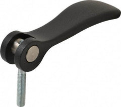 KIPP - #10-32, 0.71" Hub Diam, Black Powder Coat Cast Aluminum Adjustable Clamping Handle - 0.78" Stud Length - Exact Tool & Supply