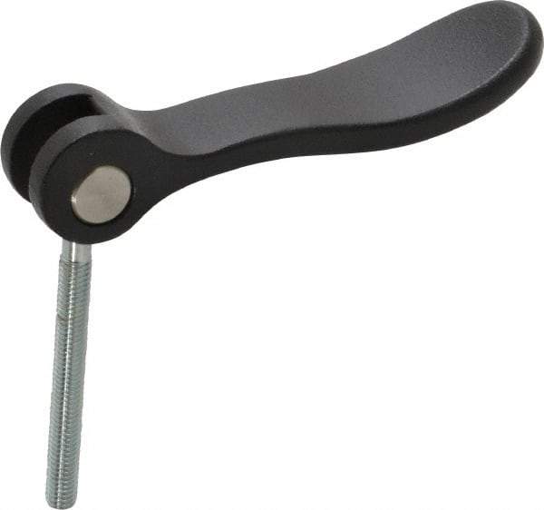 KIPP - #10-32, 0.71" Hub Diam, Black Powder Coat Cast Aluminum Adjustable Clamping Handle - 1.57" Stud Length - Exact Tool & Supply