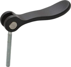 KIPP - #10-32, 0.71" Hub Diam, Black Powder Coat Cast Aluminum Adjustable Clamping Handle - 1.57" Stud Length - Exact Tool & Supply