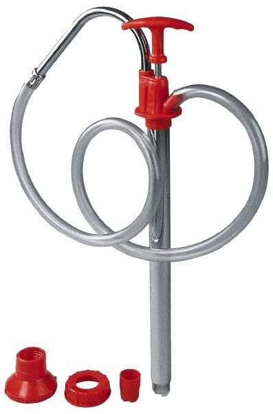 PRO-LUBE - Oil Lubrication Polyethylene Lever Hand Pump - For 5 Gal Container, Use with Antifreeze, Diesel Fuel, Engine Oil, Gear Oil & Light Fuel Oil, Do Not Use with Corrosive Media & Water-Based Media - Exact Tool & Supply