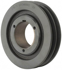 Browning - 2 Groove, 3/4 to 2-11/16 Bore Diam, 7.35" Outside Diam, QD Bushed V Belt Sheave - 6.6 A Diam Belt Pitch - Exact Tool & Supply