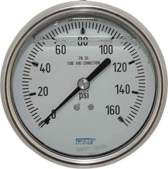 Wika - 4" Dial, 1/4 Thread, 0-160 Scale Range, Pressure Gauge - Lower Back Connection Mount, Accurate to 1% of Scale - Exact Tool & Supply