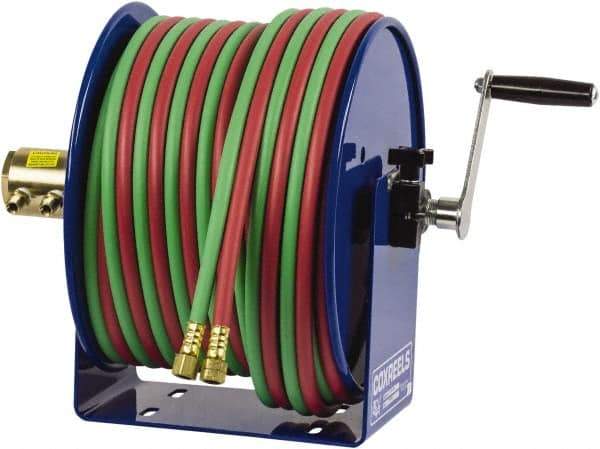 CoxReels - 12" Long x 15-1/4" Wide x 13" High, 1/4" ID, Hand Crank Welding Hose Reel - 50' Hose Length, 200 psi Working Pressure, Hose Included - Exact Tool & Supply