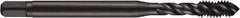 DORMER - 1/4-28 UNF 3 Flute 3B Modified Bottoming Spiral Flute Tap - Powdered Metal, Oxide Finish, 2-1/2" OAL, Right Hand Flute, Right Hand Thread, H3, Series E038 - Exact Tool & Supply