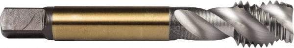 DORMER - M4x0.70 Metric Coarse 3 Flute 6H Modified Bottoming Spiral Flute Tap - Powdered Metal, Bright Finish, 2-1/8" OAL, Right Hand Flute, Right Hand Thread, Series E007 - Exact Tool & Supply