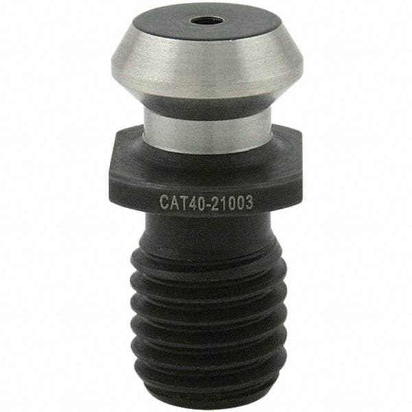 Techniks - CAT40 Taper, 5/8-11 Thread, 45° Angle Radius, Standard Retention Knob - 1-1/2" OAL, 0.74" Knob Diam, Through Coolant - Exact Tool & Supply