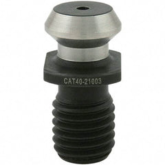 Techniks - CAT40 Taper, 5/8-11 Thread, 45° Angle Radius, Standard Retention Knob - 1-1/2" OAL, 0.74" Knob Diam, Through Coolant - Exact Tool & Supply