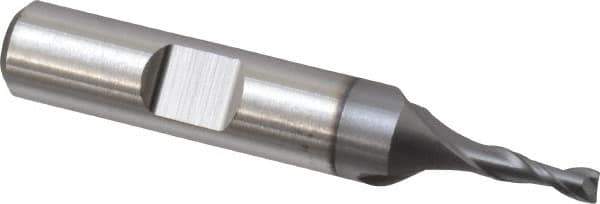 Niagara Cutter - 1/8", 3/8" LOC, 3/8" Shank Diam, 2-5/16" OAL, 2 Flute, Cobalt Square End Mill - Single End, TiCN Finish, Spiral Flute, 30° Helix, Centercutting, Right Hand Cut, Right Hand Flute, Series SP205 - Exact Tool & Supply