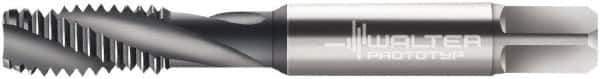 Walter-Prototyp - 5/16-18 UNC 3 Flute 3B Modified Bottoming Spiral Flute Tap - Cobalt, TiCN Finish, 2-23/32" OAL, Right Hand Flute, Right Hand Thread, Series A2240806 - Exact Tool & Supply