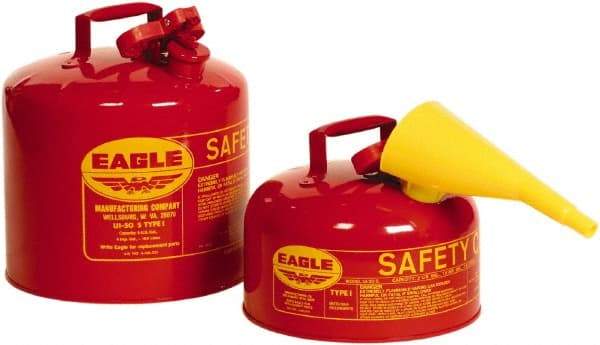 Eagle - 1 Gal Galvanized Steel Type I Safety Can - 8" High x 9" Diam, Red - Exact Tool & Supply