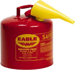Eagle - 5 Gal Galvanized Steel Type I Safety Can - 13-1/2" High x 12-1/2" Diam, Red - Exact Tool & Supply