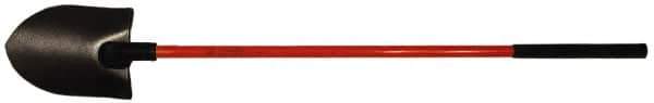 NUPLA - 11-1/2" High x 9" Wide Round Steel Shovel - 48" Long Fiberglass Straight Handle - Exact Tool & Supply