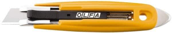 Olfa - Retractable Utility Knife - 2.84" High Carbon Tool Steel Blade, Yellow ABS Plastic/Stainless Steel Handle, 1 Blade Included - Exact Tool & Supply