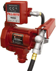 Tuthill - 20 GPM, 3/4" Hose Diam, AC Tank Pump with Manual Nozzle & 807C Meter - 1-1/4" Inlet, 3/4" Outlet, 115 Volts, 12' Hose Length, 1/3 hp - Exact Tool & Supply