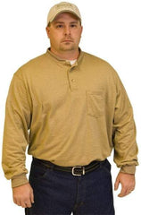 Stanco Safety Products - Size 2XL, Tan, Arc Flash, Long Sleeve Button Down Shirt - 50 to 52" Chest, 1 Pocket, Indura - Exact Tool & Supply
