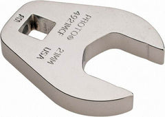 Proto - 21mm 3/8" Drive Chrome Crowfoot Wrench - 1-23/32" Head Diam x 1/4" Head Thickness, 2-3/32" OAL - Exact Tool & Supply