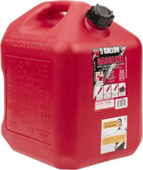 Made in USA - 5 Gal High Density Polyethylene Spill-Proof CARB Gas Can - 16" High x 10-3/4" Diam, Red - Exact Tool & Supply