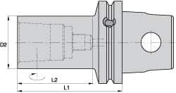 Kennametal - KM63XMZ Outside Modular Connection, KM50 Inside Modular Connection, KM63 to KM50 Reducing Adapter - 58.42mm Projection, 50.04mm Nose Diam, 98.43mm OAL - Exact Tool & Supply