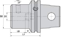 Kennametal - KM63XMZ Modular Connection, 0.5512" Inside Hole Diam, 2.9528" Projection, Whistle Notch Adapter - Through Coolant - Exact Tool & Supply