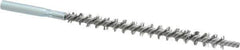 Schaefer Brush - 3" Brush Length, 1/4" Diam, Double Stem, Single Spiral Tube Brush - 4-1/2" Long, Stainless Steel, 8-32 Female Connection - Exact Tool & Supply