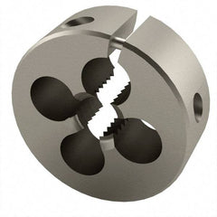 Cle-Line - M10x1.50 Metric Coarse Thread, 1" Outside Diam High Speed Steel Round Die - 3/8" Thick, Right Hand Thread, Adjustable - Exact Tool & Supply