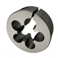Cle-Line - M12x1.75 Metric Coarse Thread, 1" Outside Diam High Speed Steel Round Die - 3/8" Thick, Right Hand Thread, Adjustable - Exact Tool & Supply